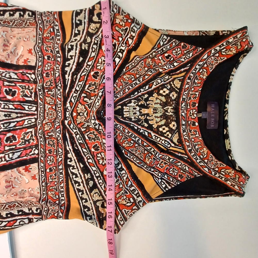 Hale Bob Denise Y2K Stretch Jersey Mini Dress Sz Med Southwestern Aztec Mosaic - Picture 8 of 13